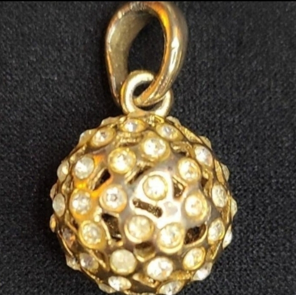 GOLD COLORED CZ BALL PENDANT - Picture 1 of 5
